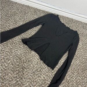 SHEIN Black Fitted Asymmetrical Long Sleeve Blouse